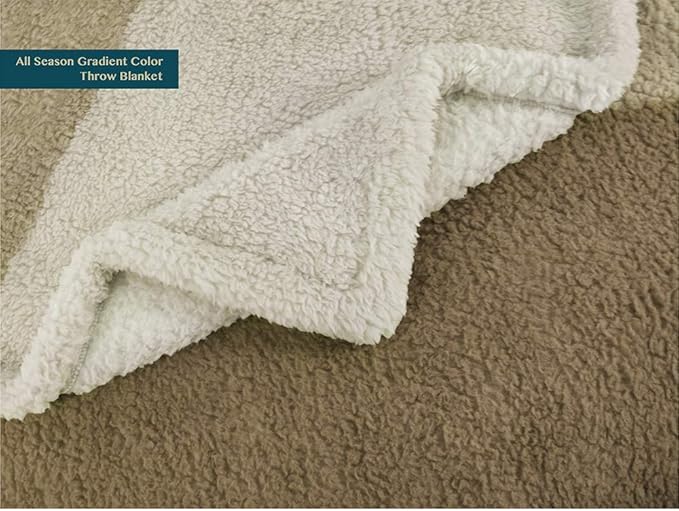 PAVILIA Fluffy Sherpa Throw Blanket Ombre | Gradient Plush, Soft, Fuzzy, Decorative Accent Throw Blanket for Couch Sofa Bed | Cozy Warm Decorative Furry Faux Fur Blanket, 50x60 Inches Taupe