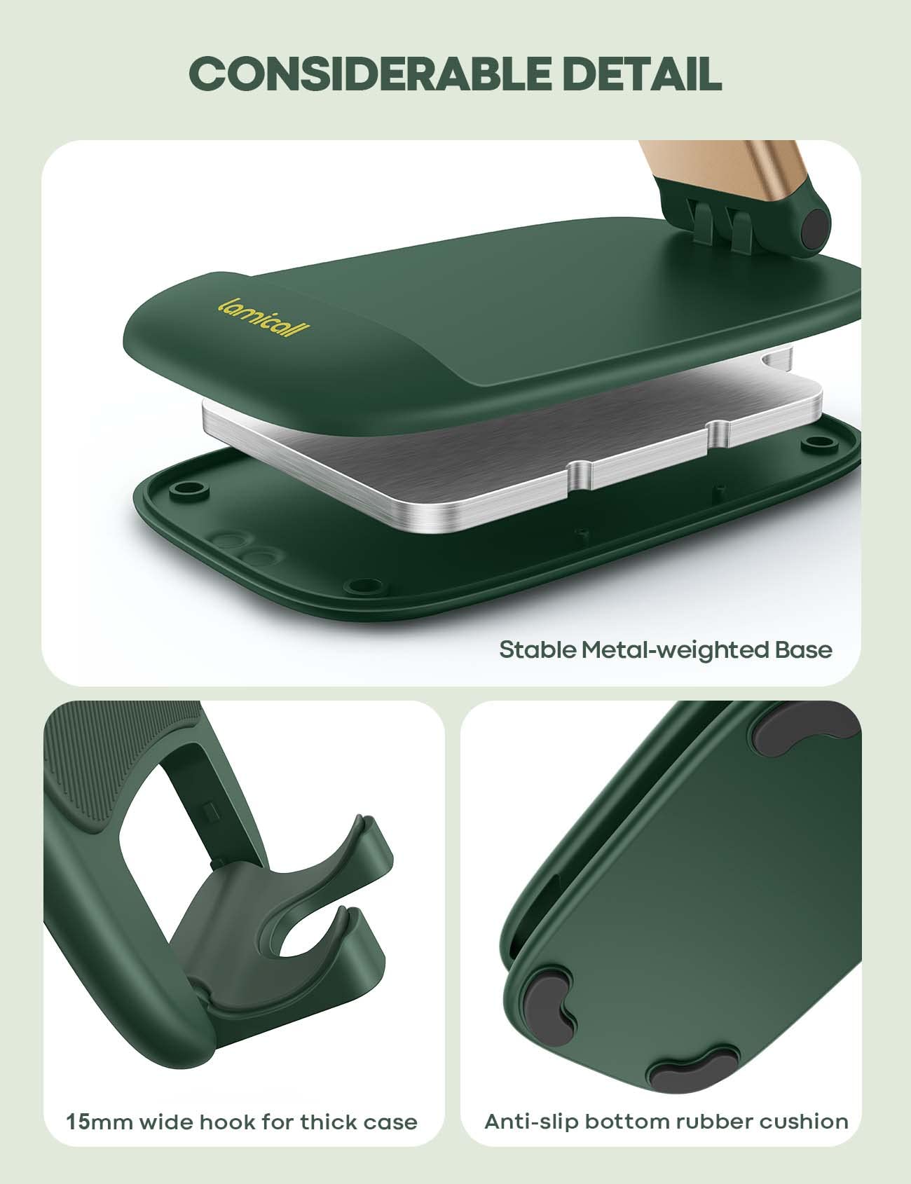 Lamicall Cell Phone Holder, Desk Accessories - Green iPhone Cellphone Stand, Office Desktop Accessories, Office Must Have, Gifts for Desk Decor, Phone