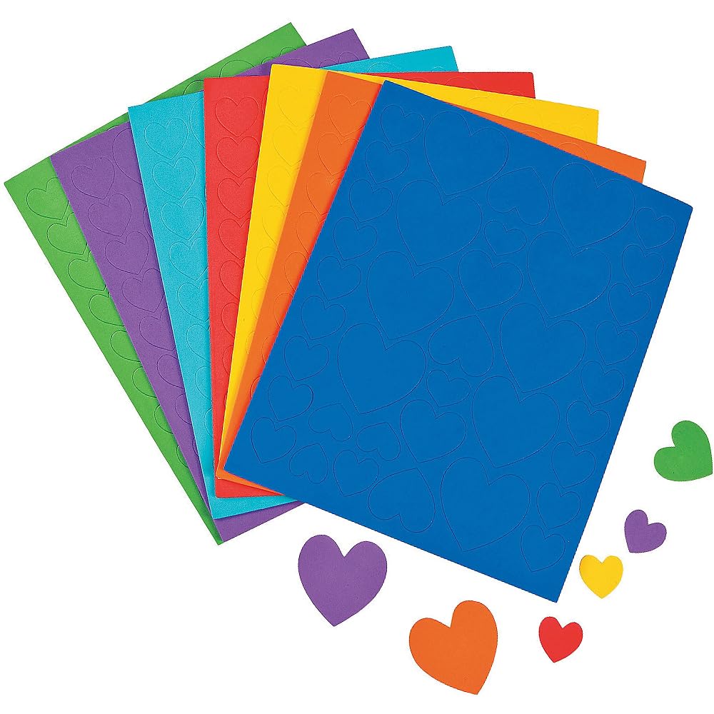 Fun Express Valentines Stickers Heart Stickers Foam 532 Piece Bulk Set - Valentine Stickers for Kids Classroom Crafts & Scrapbook Supplies | Self-Adhesive Hearts for Valentine Day Crafts Projects