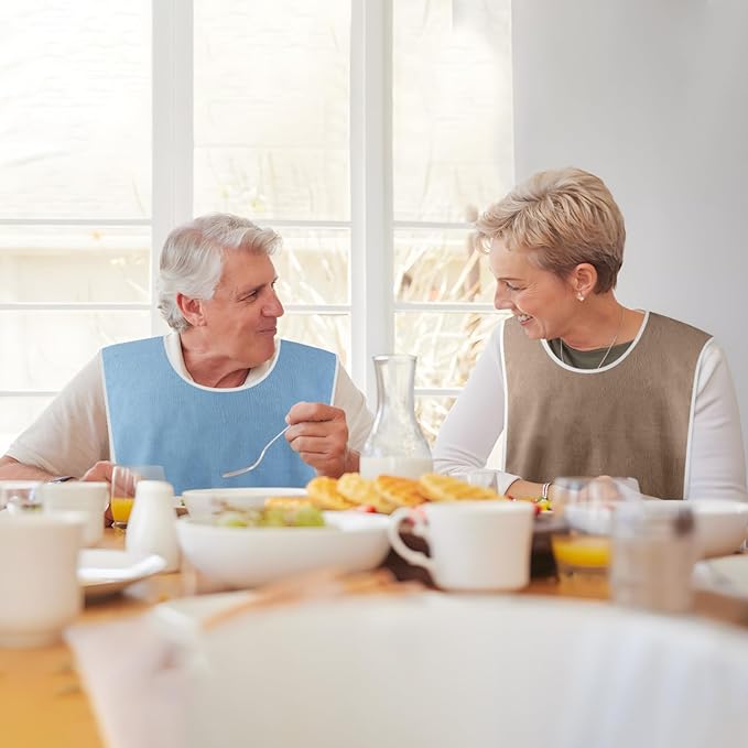 Pozico Adult Bibs for Eating Women/Men/elderly Washable,Waterproof, Clothing Protectors & Adult Bibs with Debris Trap