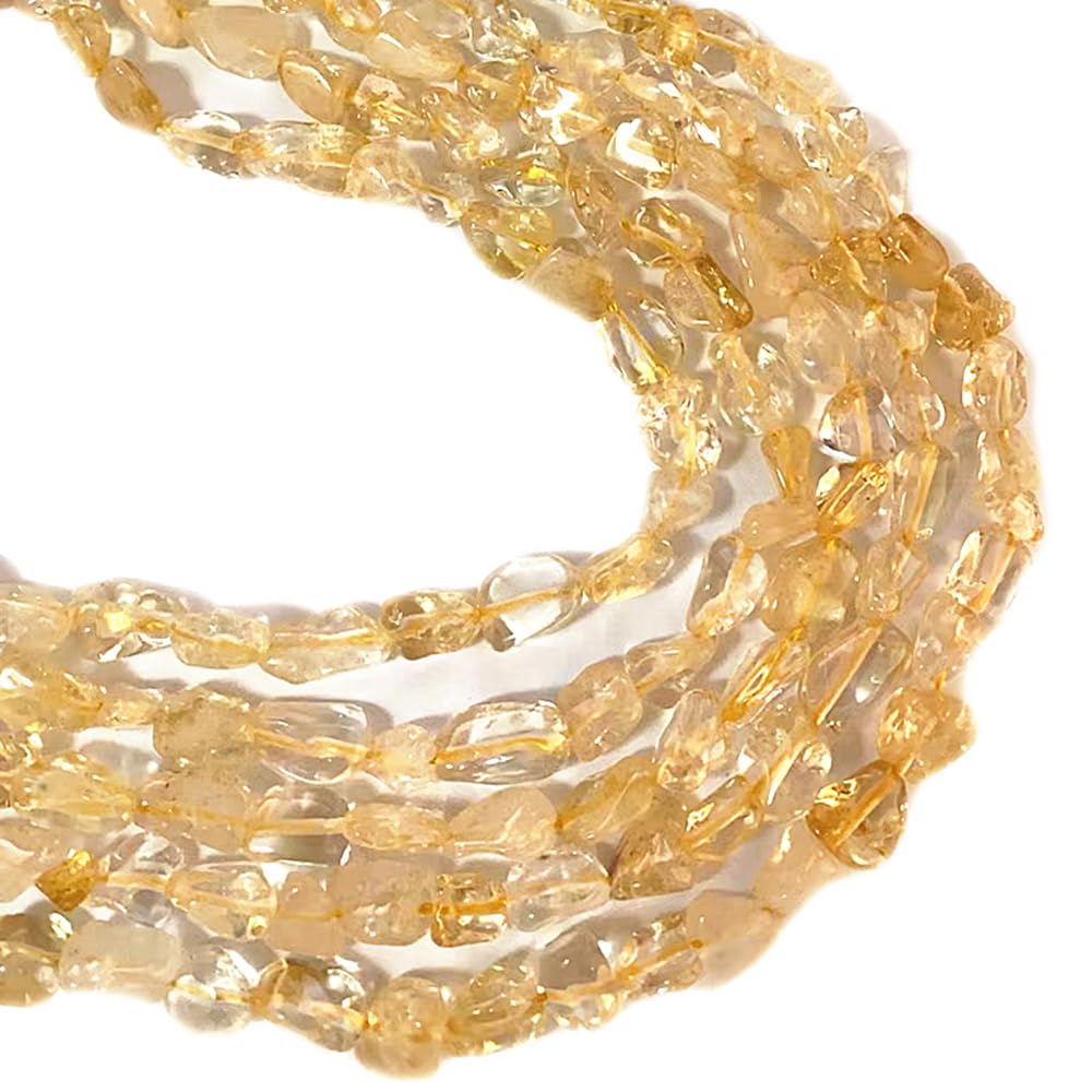 jodaying 6-8mm Natural Citrine Nuggets Oval Free Tumbled Pebble Semi Precious Gemstone Loose Stone Beads Approx 15.5 inch for DIY Jewelry Making