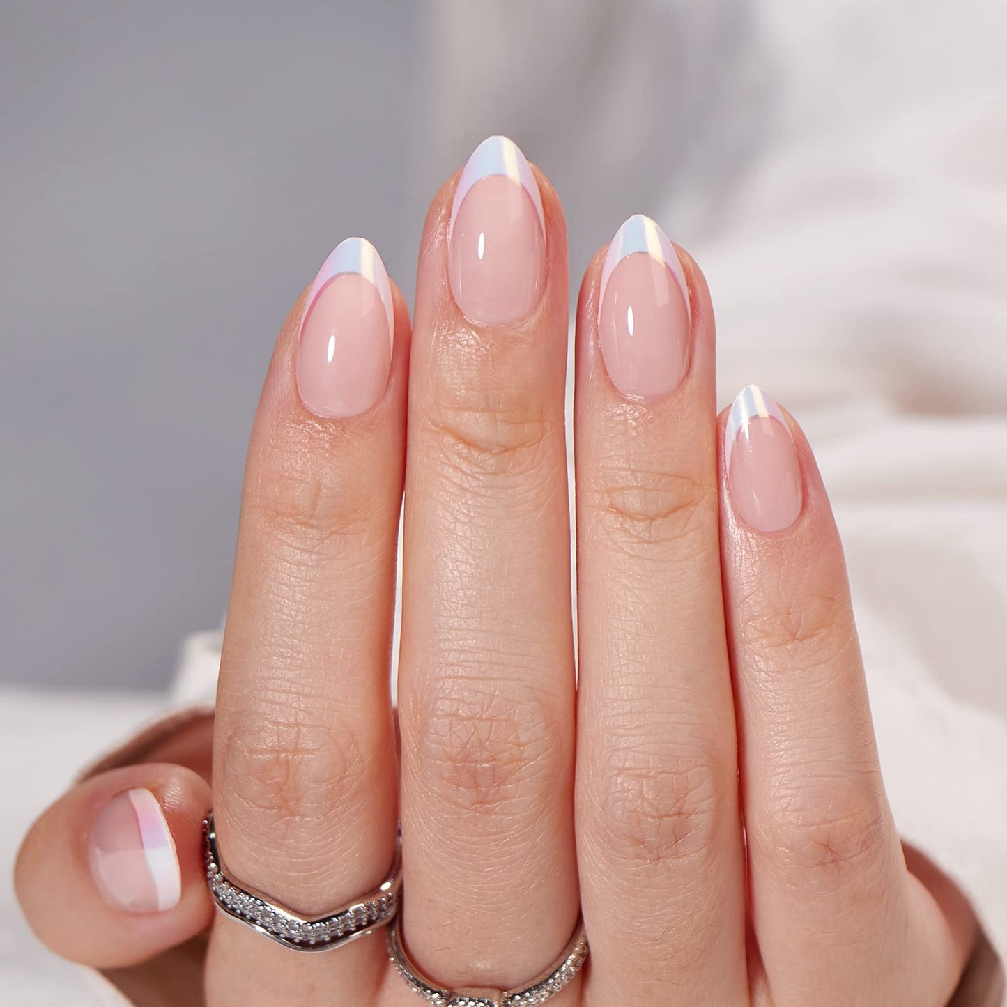 BTArtbox French Tip Press on Nails Toenails Short - Hope Hope & Mermaid