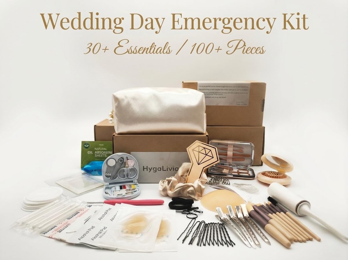 HygaLivia Wedding Emergency Kit | 30+ Essentials | 100+ Pieces | Bridal Emergency Kit for Wedding Day