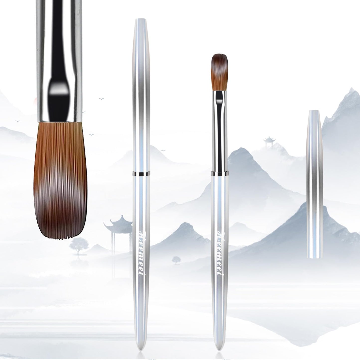 heemeei Kolinsky Acrylic Nail Brush Size 10, Nail Brushes for Acrylic Application, Acrylic Powder Brush for Nail Art, Nail Acrylic Brush for Professional Manicure DIY Home Salon (10#)………