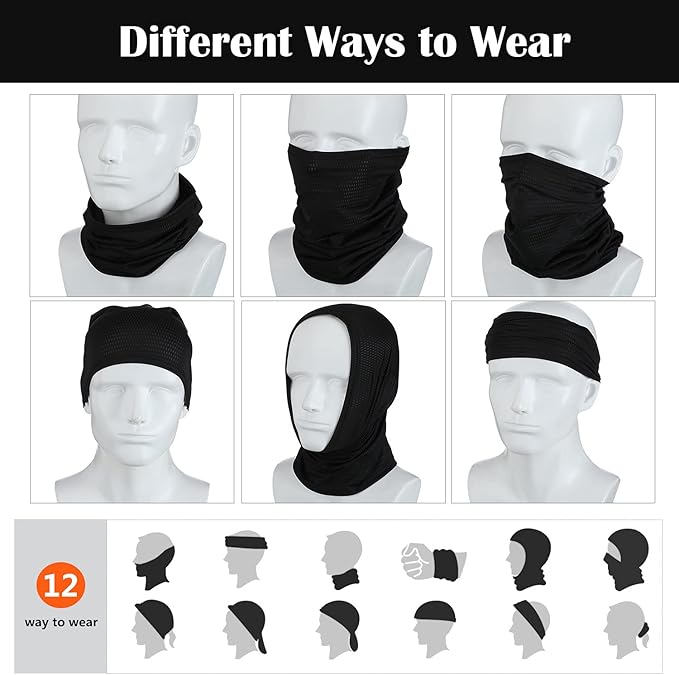 Geyoga 6 Pieces Winter Face Mask for Men UV Protection Mask Sunscreen Breathable Windproof Neck Gaiters Scarf Fishing Cycling Running (Classic Colors)