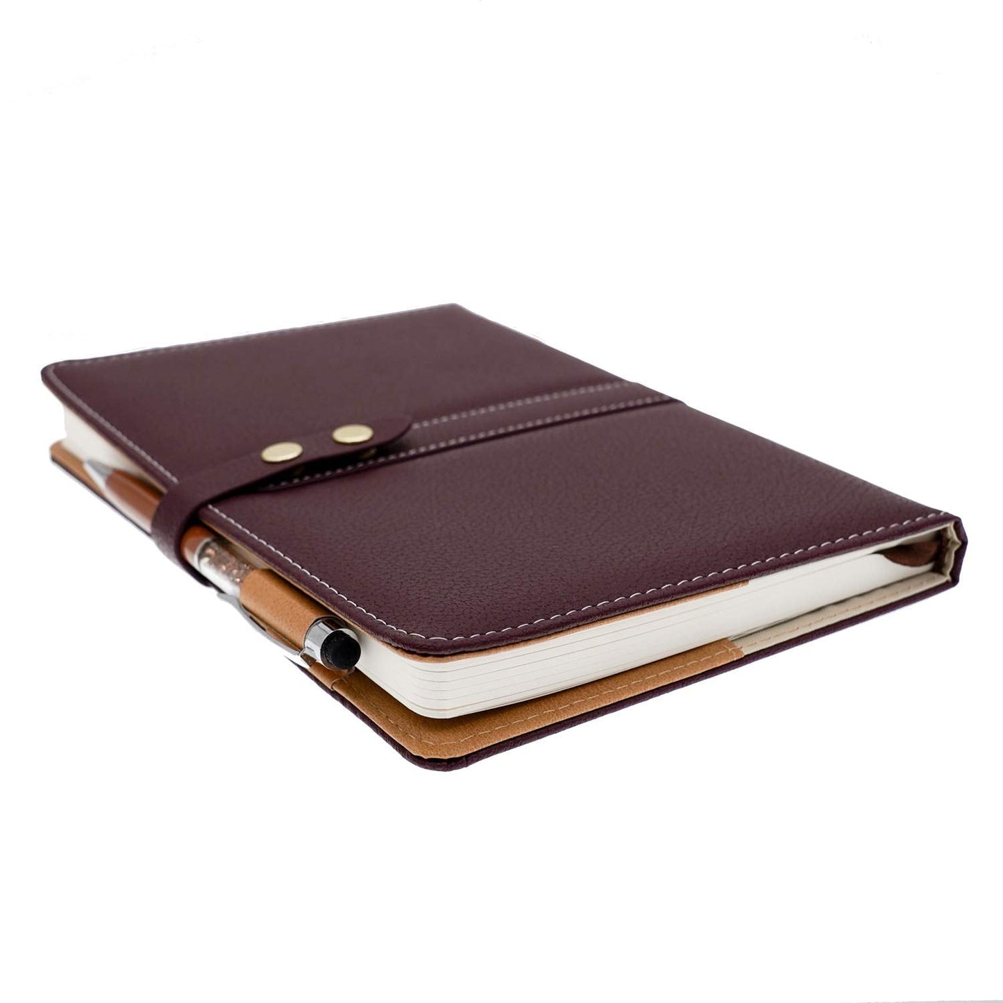 BenOpinion Hardcover Notebook Set - Thick Classic Ruled Notebook with Pen Loop and Pen, A5 192 Pages, Soft Faux Leather Hardcover Cover with Buckle(Maroon)