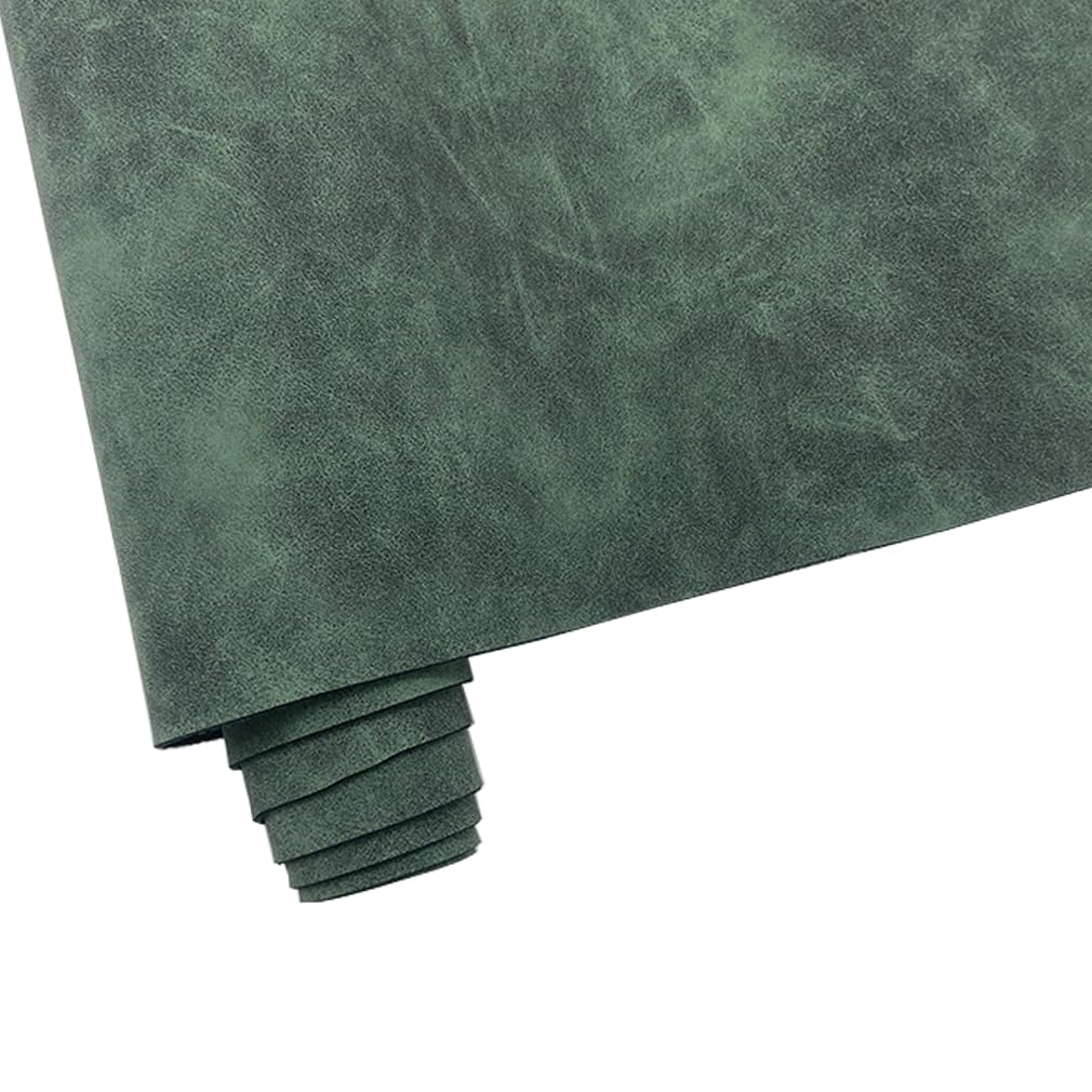 12" x 54" Soft Vegan Synthetic Faux Leather Fabric for DIY Crafts, Smooth Suede Craft Leatherette PU Fabric for Keychains Hairbows Projects Dark Green