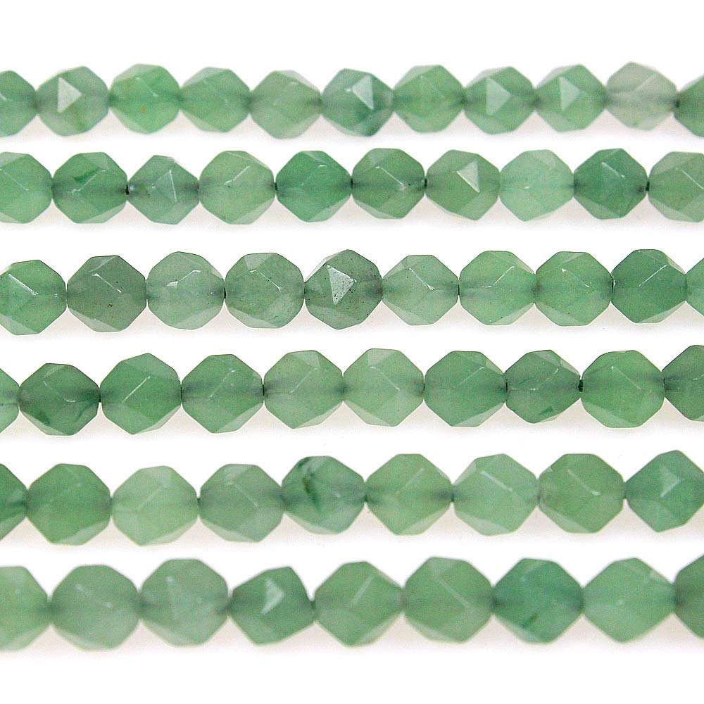 MJDCB Best Sellers Natural Stone Beads Faceted Polygon Green Aventurine Crystal Energy Stone Healing Power for Jewelry Making(8mm)