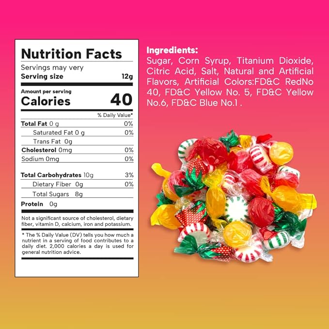 Hard Candy Assortment | 3 Pound Bag | Starlight Mints, Strawberry Drops, Butterscotch, Cinnamon Discs - Hostess Mix (Pack of 2)