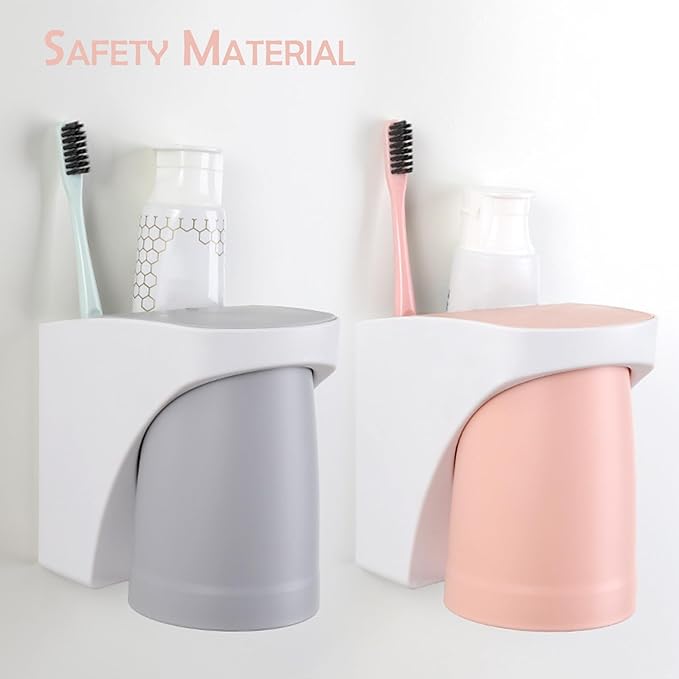Toothbrush Holder Wall Mounted Suction Cup Set, sgzscl Bathroom Storage Organizer Space Saving for Family Members Father Mother and Son/Daughter (Noblewhite)