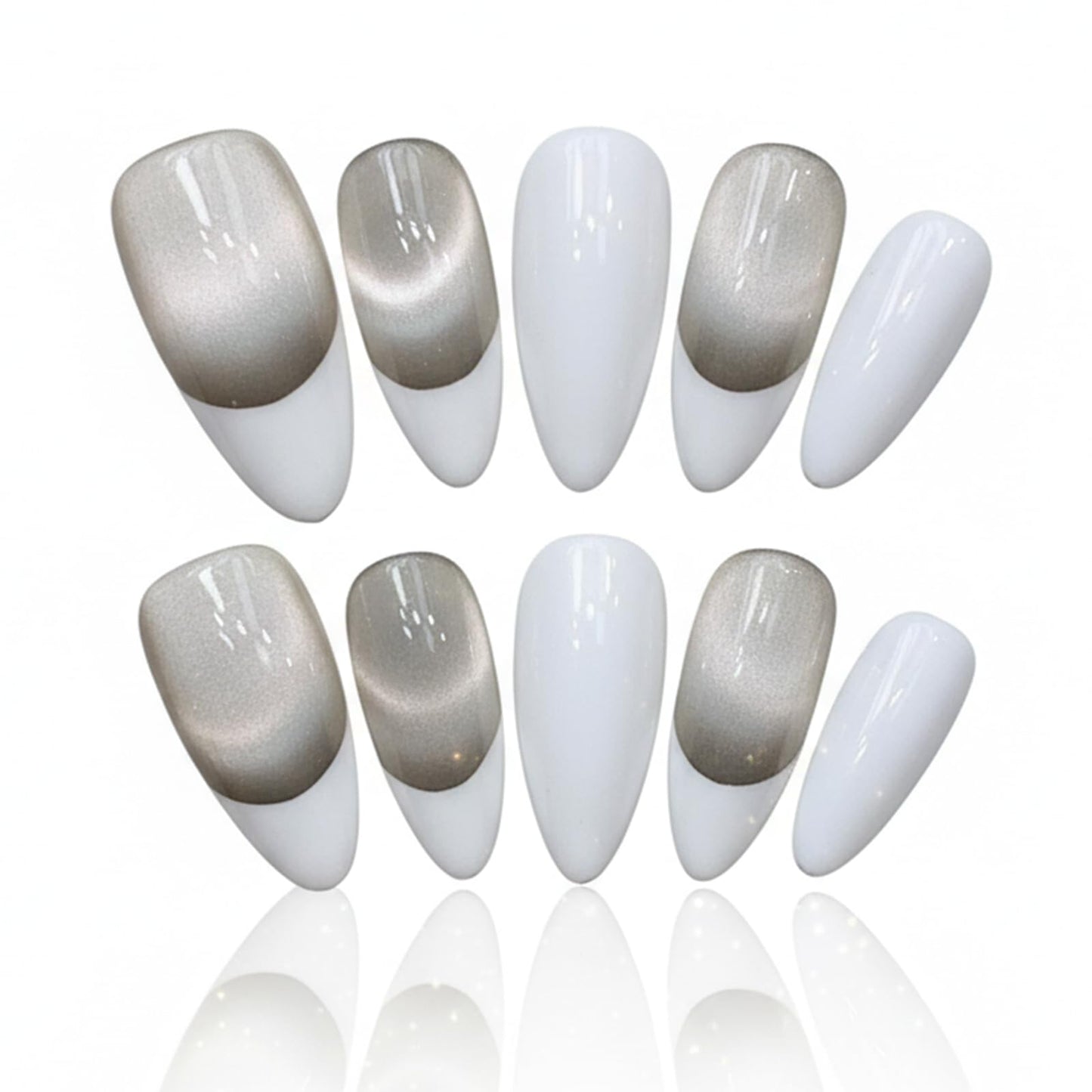 Handmade Press On Nails Almond Tip Color White Reusable Stick On Fake Nails Luxury Elegant Sexy Style For Women Gift With Nail Glue L
