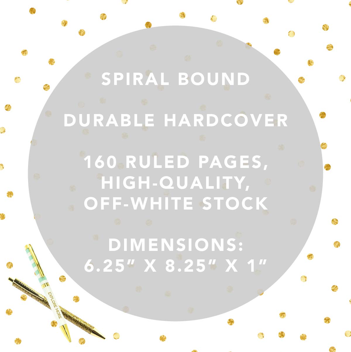 Graphique Blush & Blue Marble Hard Bound Journal, 160 Ruled Pages, Colorful Marble"Notes" Message Cover Embellished w/Gold Foil, 6.25" x 8.25" x 1"
