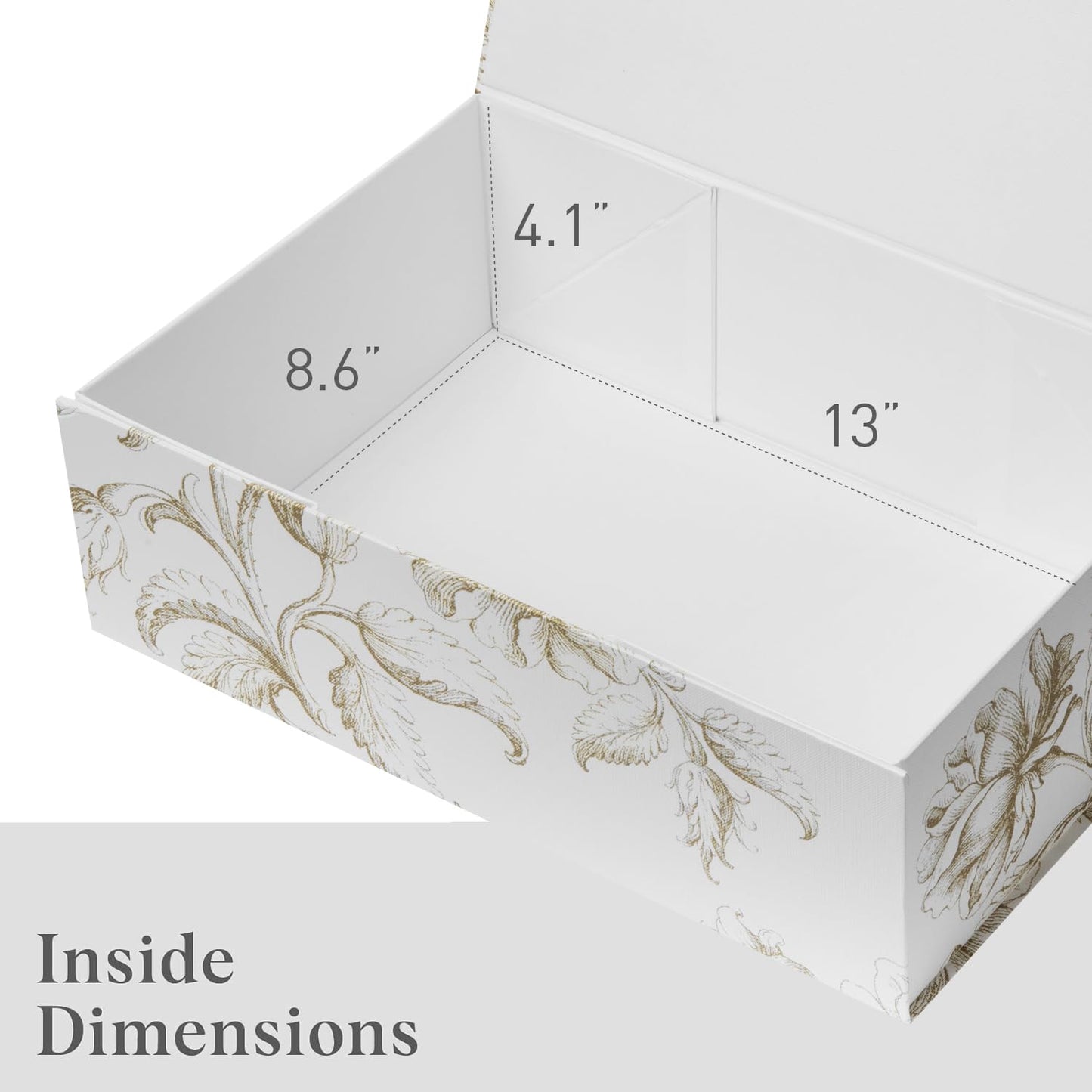 Sorarto Luxury Keepsake Gift Box | Gold Floral Decorative Boxes with Magnetic Lids for Presents, Wedding Memory Box, and Bridal Gifts. 13.5" x 9" x 4.3"
