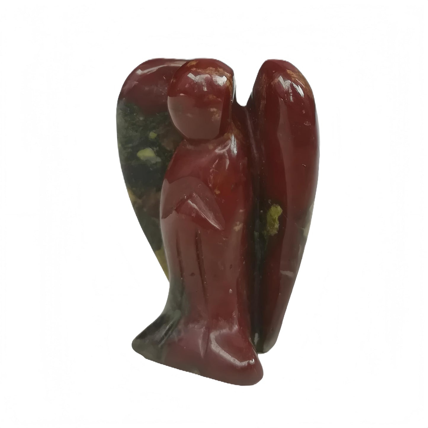 Afucats Natural Dragon Blood Jasper Healing Guardian Angel Indoor Decorative Stone,1.5 Inches Carving Pocket Palm Statue,Gift for Her Christmas Décor