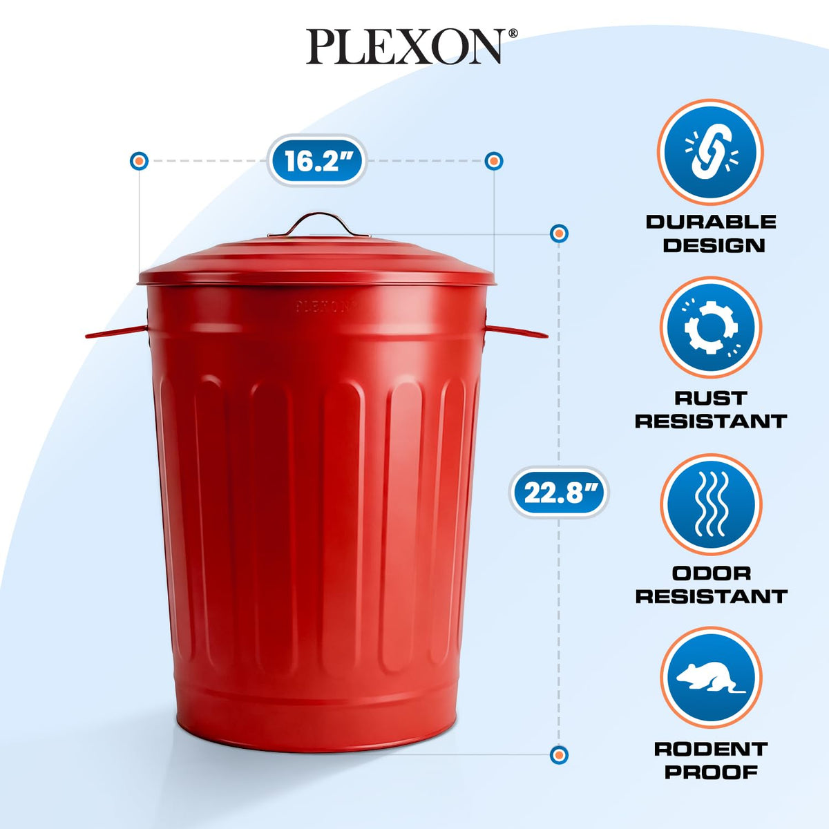 Metal Trash Can with Lid 13 Gallon (6 Count)