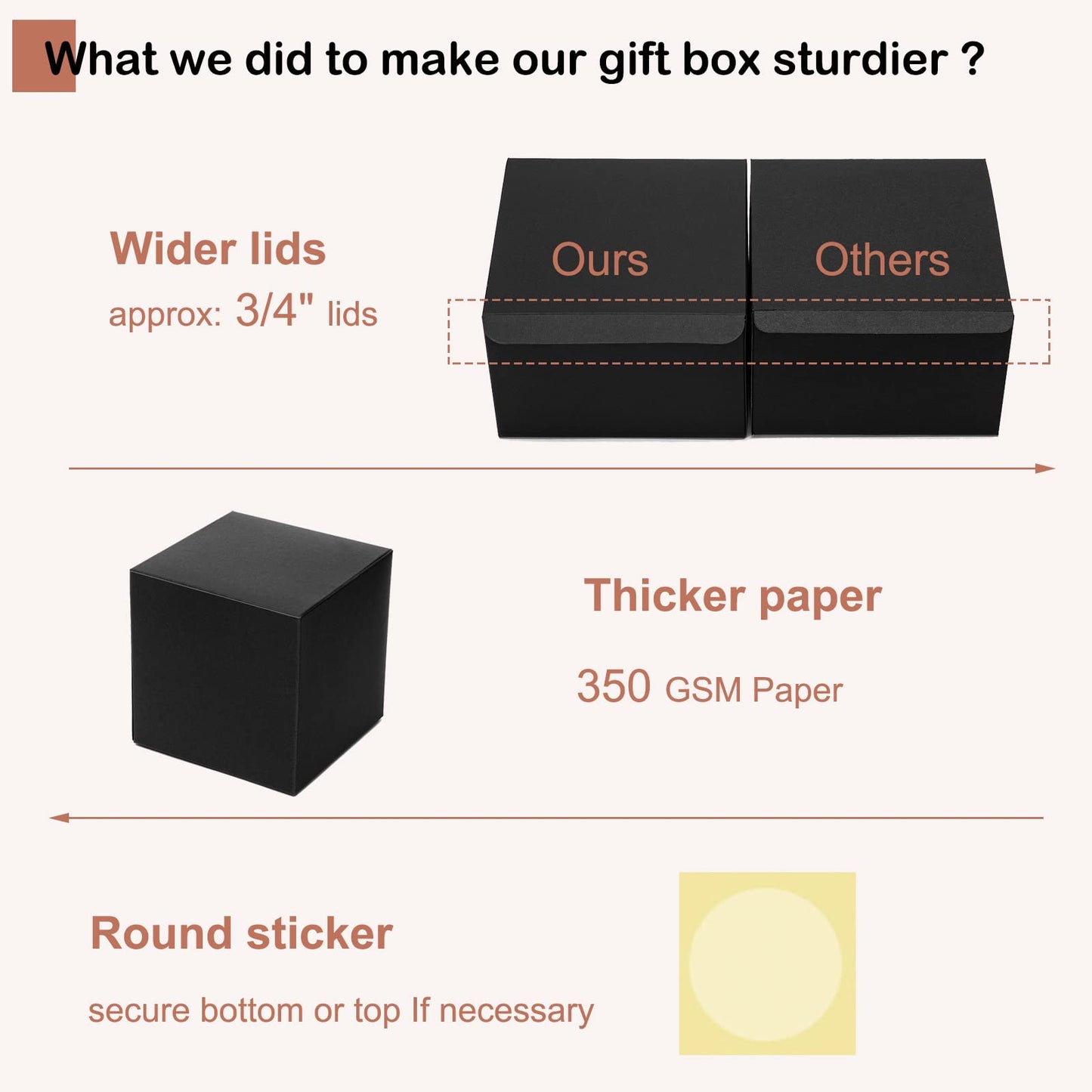 Mcfleet Black Gift Boxes with Lids 4x4x4 Inches 25 Pack Groomsmen Proposal Cardboard Craft Gift Box for Christmas, Wedding, Graduation, Holiday, Birthday Presents Packaging