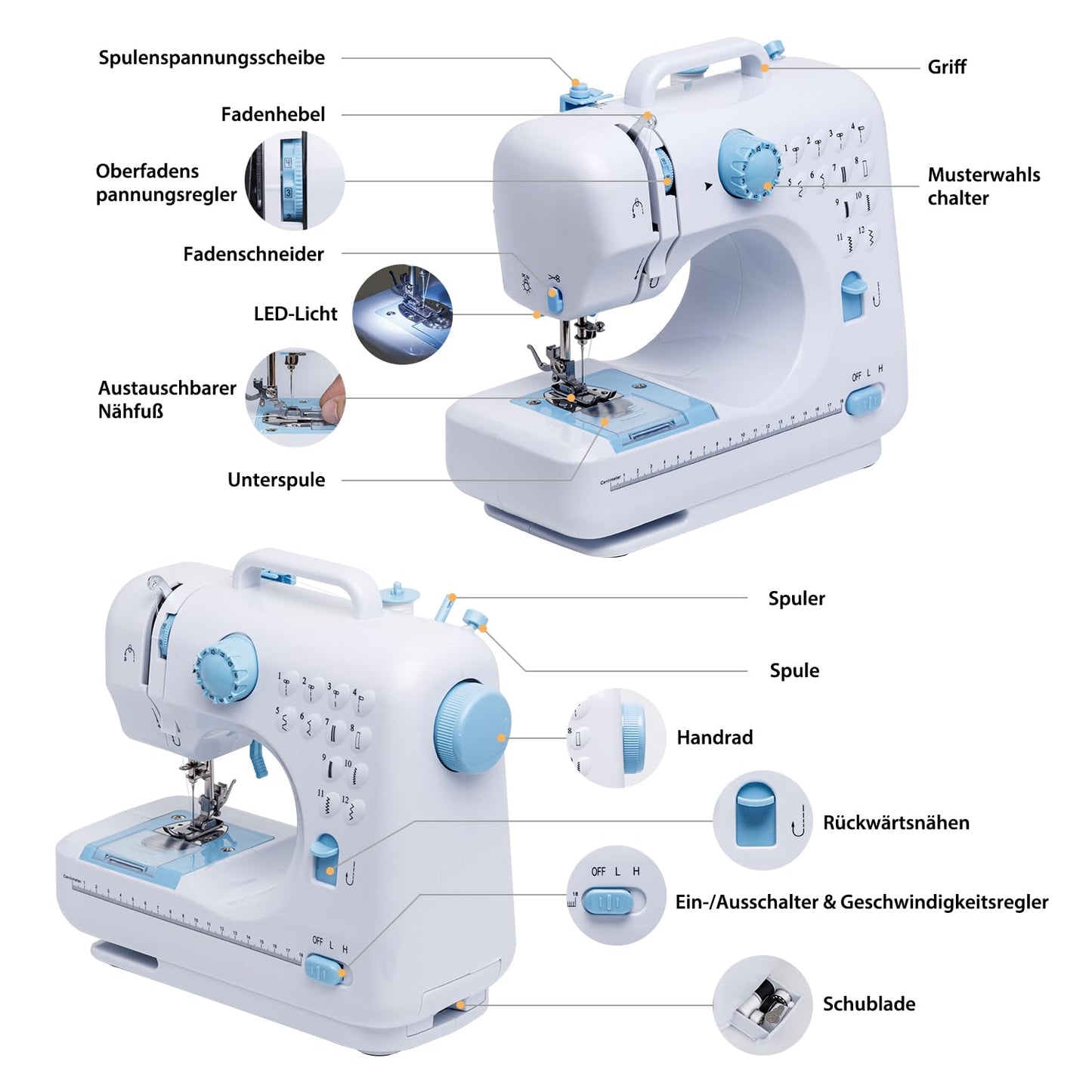 Sewing Machine for Beginners with Extension Table Mini Sewing Machines Kit Supplies 12 Built-in Stitches with Needles Assorted Thread Kit Starter Kit Easiest for Adult and Kids Ages 8-12 Easy Sewing