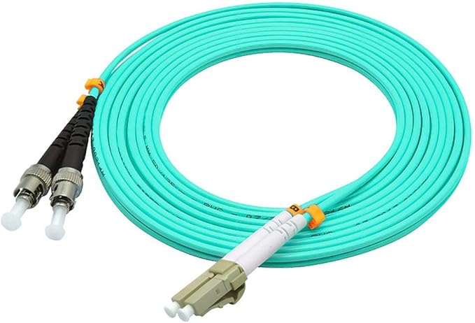 Jeirdus 5Meters 16ft LC to ST Duplex 50/125 10G OM3 Multi-Mode Fiber Optic Cable Jumper Optical Patch Cord LC-ST