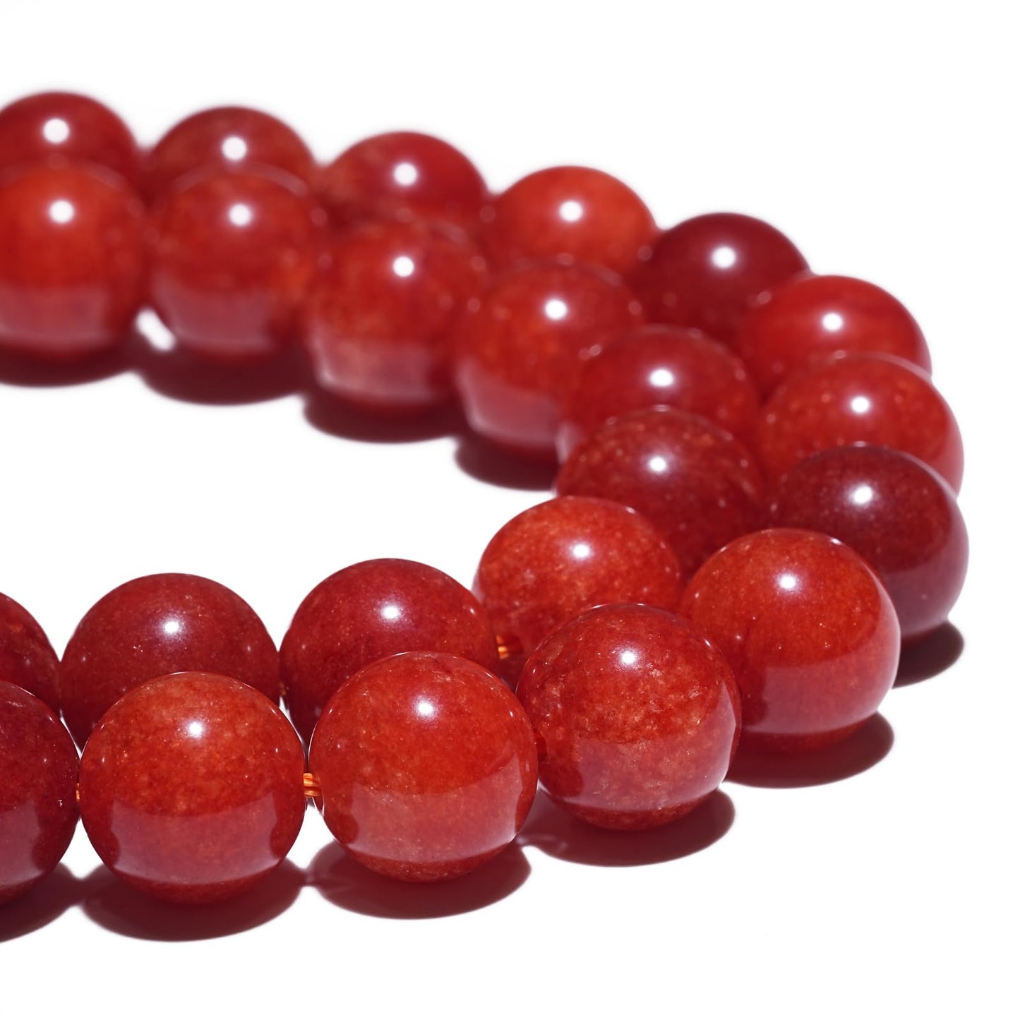 8mm Natural Red Coral Gemstone Beads Polished Round Smooth Stone Beads for Bracelets Jewelry Making 15inch Loose Beads
