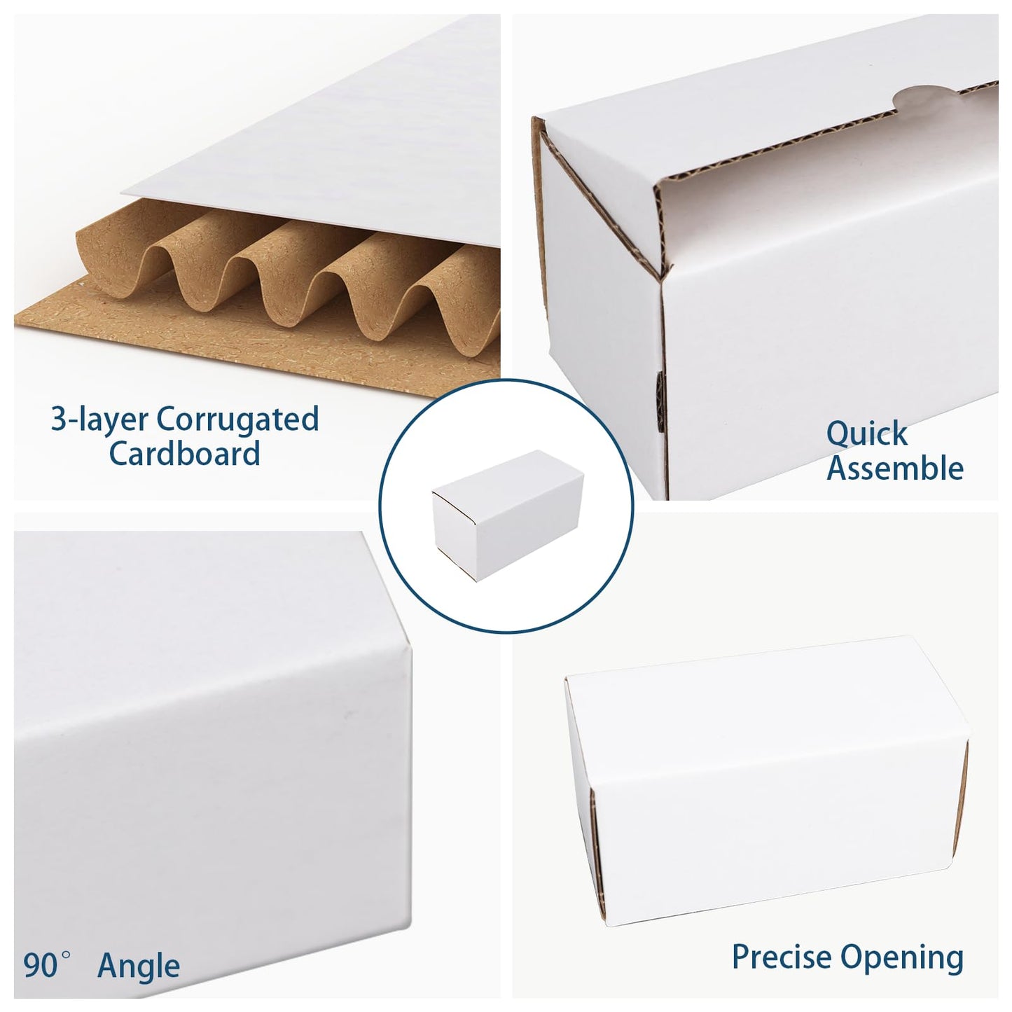 ZBEIVAN 4.6x2.2x2.2 White Shipping Boxes Set of 100, Corrugated Cardboard Mailer Boxes for Packaging Small Business Mailing Gifts