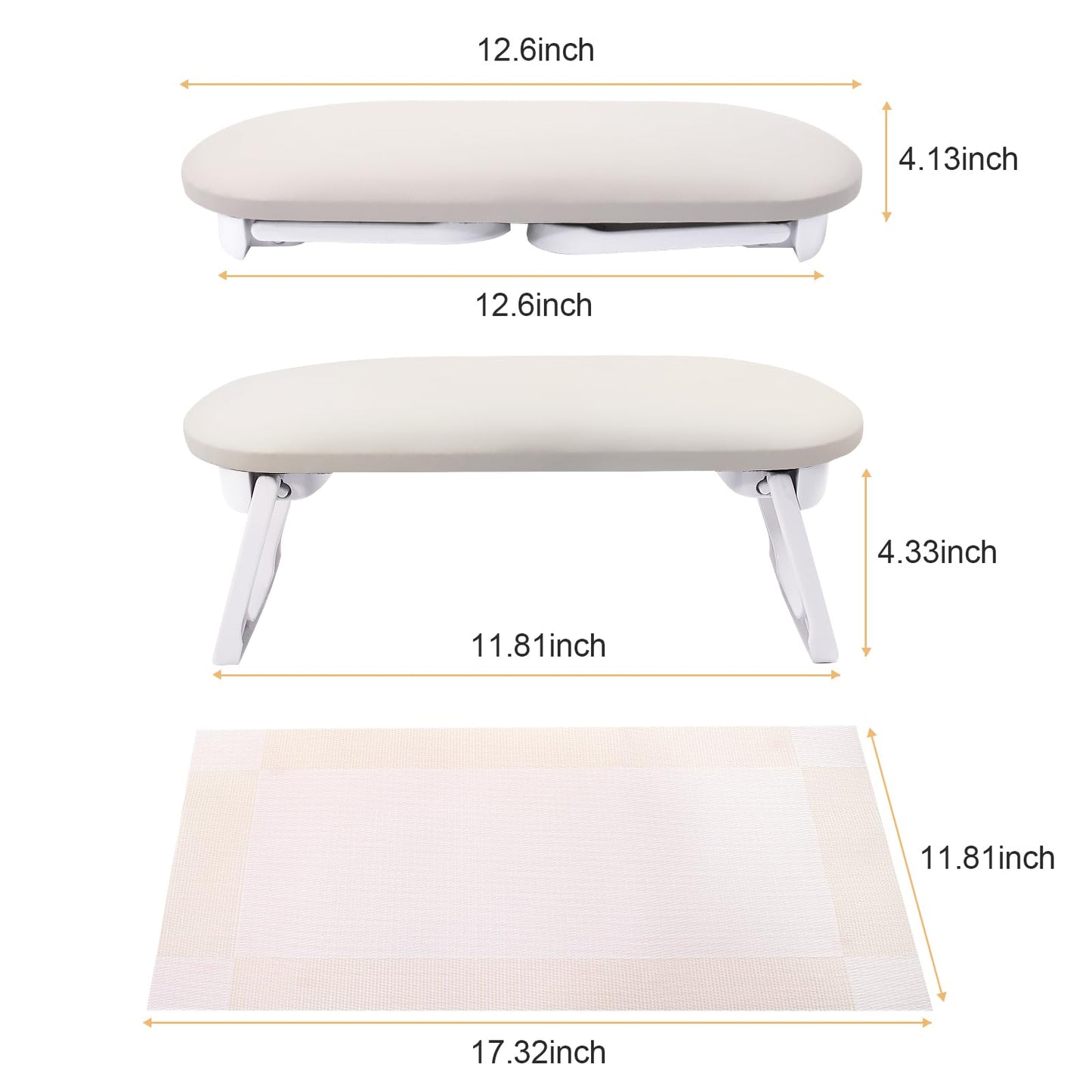 Subay Nail Arm Rest, Foldable PU Leather Nail Hand Rest for Acrylic Nails Cushion Hand Holder, Nail Hand Pillow Nail Art Accessories Tool for Nails Tech Manicure Pedicure Salon Home Use - Light Gray
