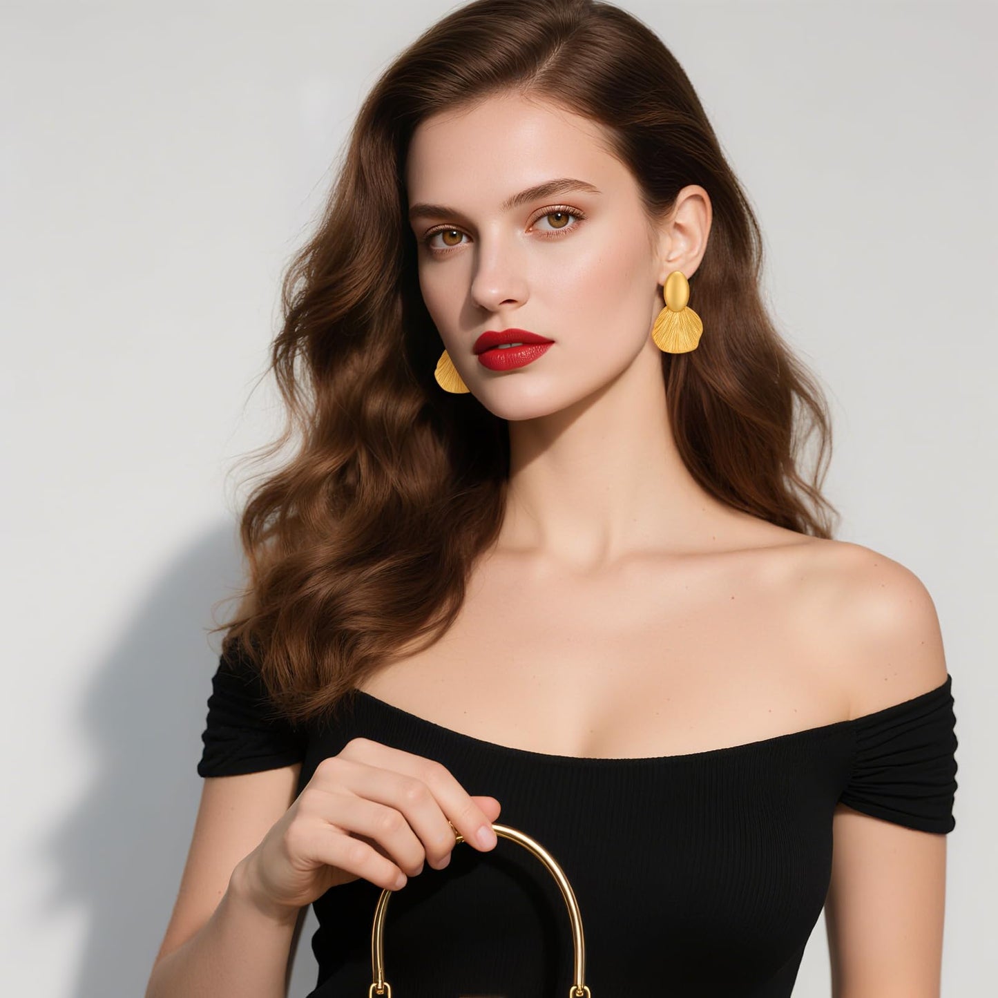 FILMOON Matte Gold Plated Earrings for Women Formal Statement Dangle Earrings Fashion Chic Jewelry