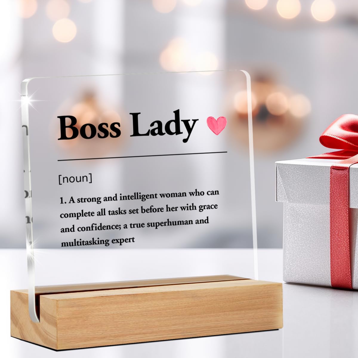 Best Boss Gifts - Office Decor - Thank You Gifts - Clear Desk Sign (4 x 4 Inches)