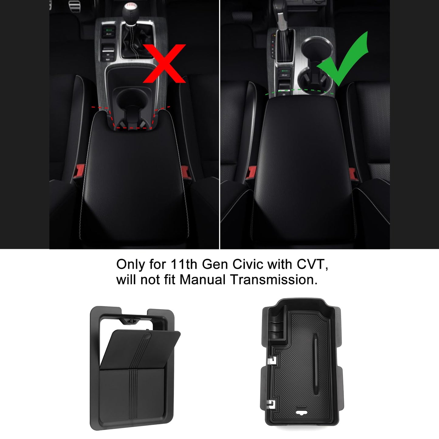 Thenice for 11th Gen Civic Center Console Organizer Armrest Box Tray Glovebox Hidden Storage Compartment Compatible with Honda Civic 2026 2025 2024 2023 2022 Accessories -3PCS