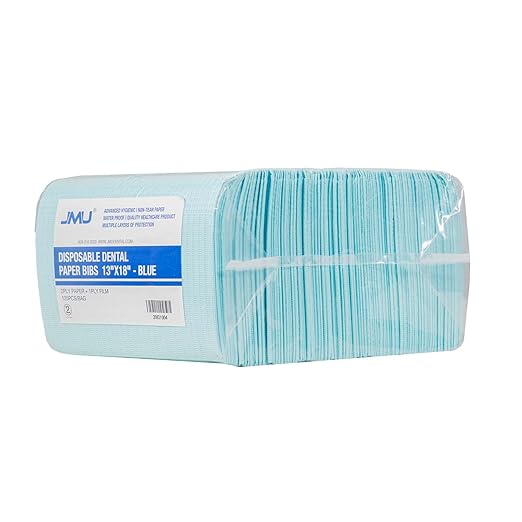 JMU 125 Pack Dental Bibs, 3-Ply Disposable Dental Bibs 13" x 18" Patient Bibs, Blue