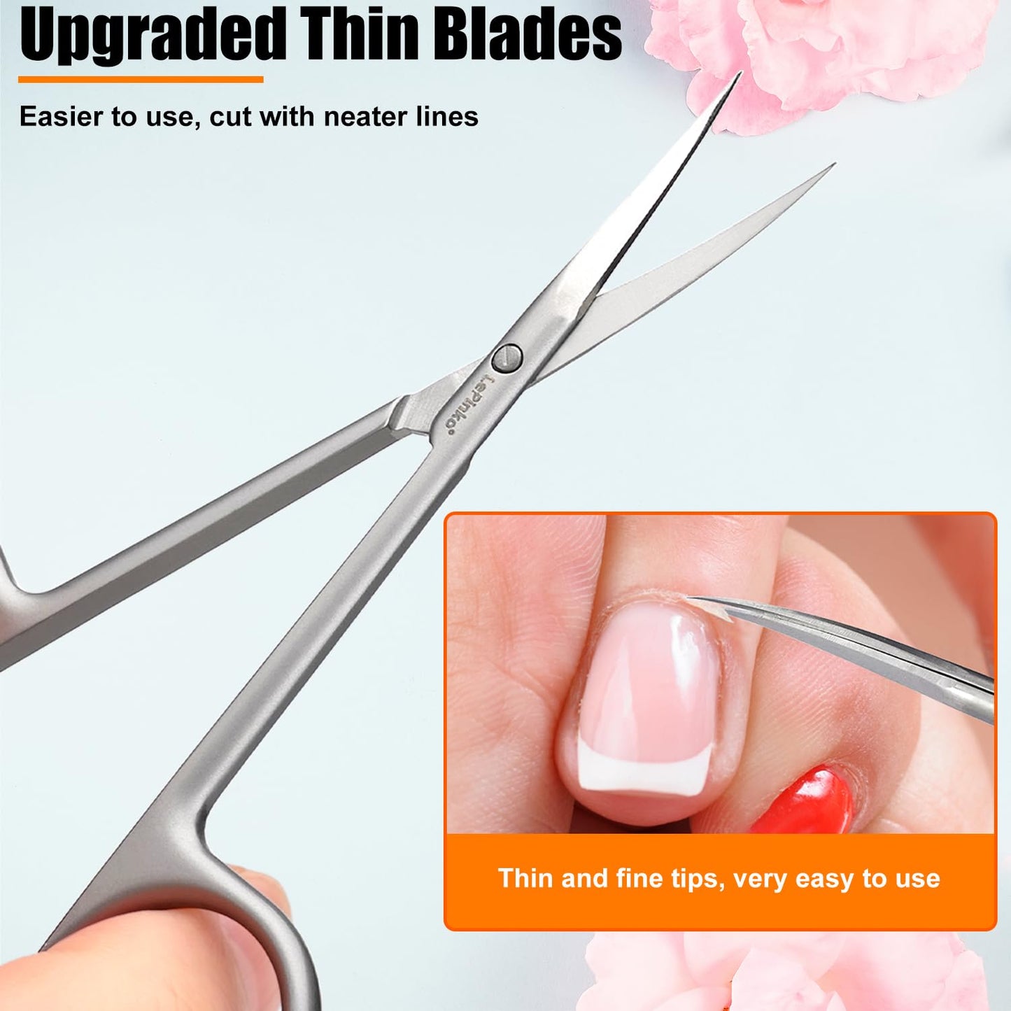 LePinko Cuticle Scissors, UPGRADED Fine Tip, for Manicure and Pedicure, Gifts for Men Women