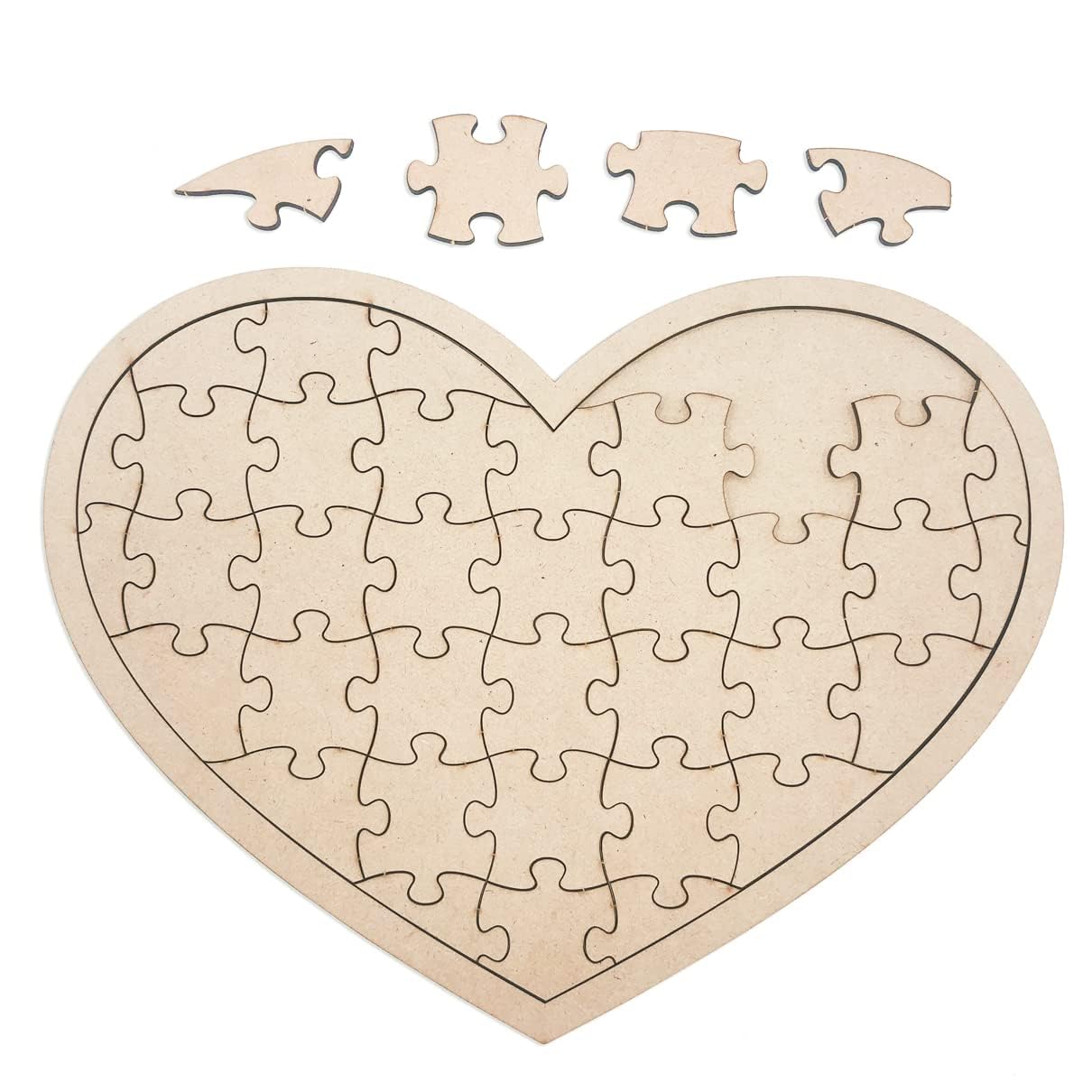 3 Pack Blank Wooden Heart Shaped Jigsaw Puzzle 11.2x8.4 Inch Unfinished Wooden Puzzle Board Heart Shaped Canvas for DIY