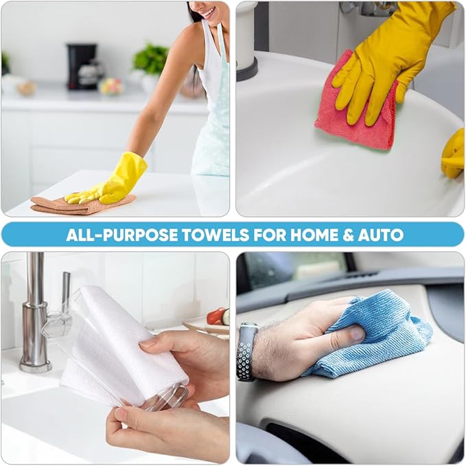 AIDEA Microfiber Cleaning Cloth 330 Sheets 6 Roll, Microfiber Towels for Cars, Shop Rags Washable, Cleaning Rags Reusable Paper Towels for Automotive, Mechanic, Workshops, House,11×9", Coffee