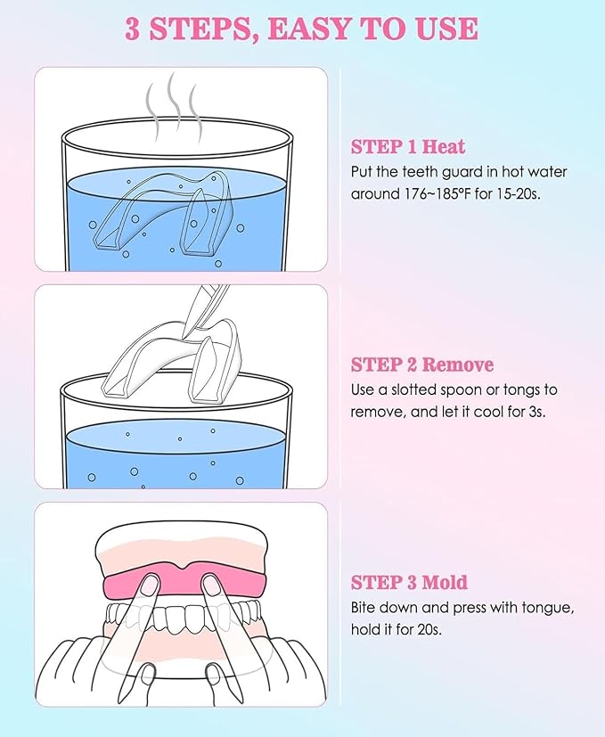 Mouth Guard for Grinding Teeth at Night, 2 Color Night Guards for Teeth Grinding, Reusable Teeth Grinding Mouth Guard for Sleep, Mouthguards for Grinding of Teeth, 4 Pcs/2 Sizes