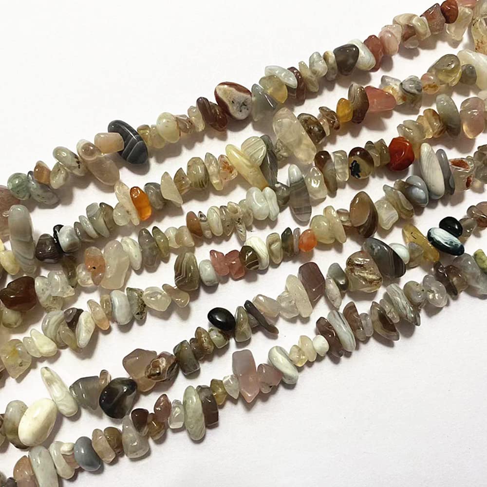 PLTbeads 7-8mm Natural Botswana Agate Gemstone Chips Beads Healing Crystals Waist Bracelets Necklace Kit Irregular Stone DIY Crafts Design Jewelry Making