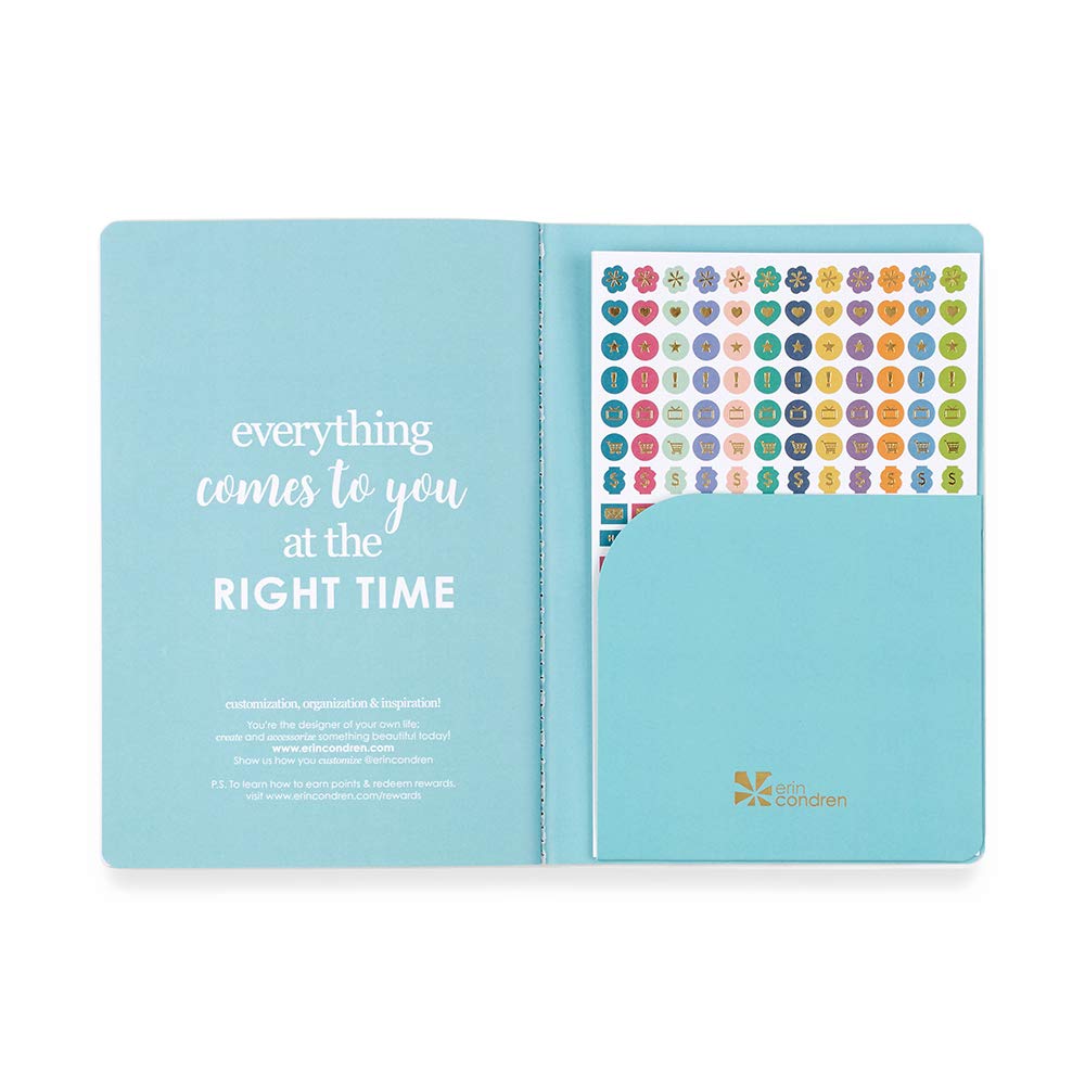 Erin Condren Undated 12 Months Customizable Agenda Petite Planner - Perfect for Tracking Monthly To-Dos or Monthly Project Goals. 140 Stickers Included
