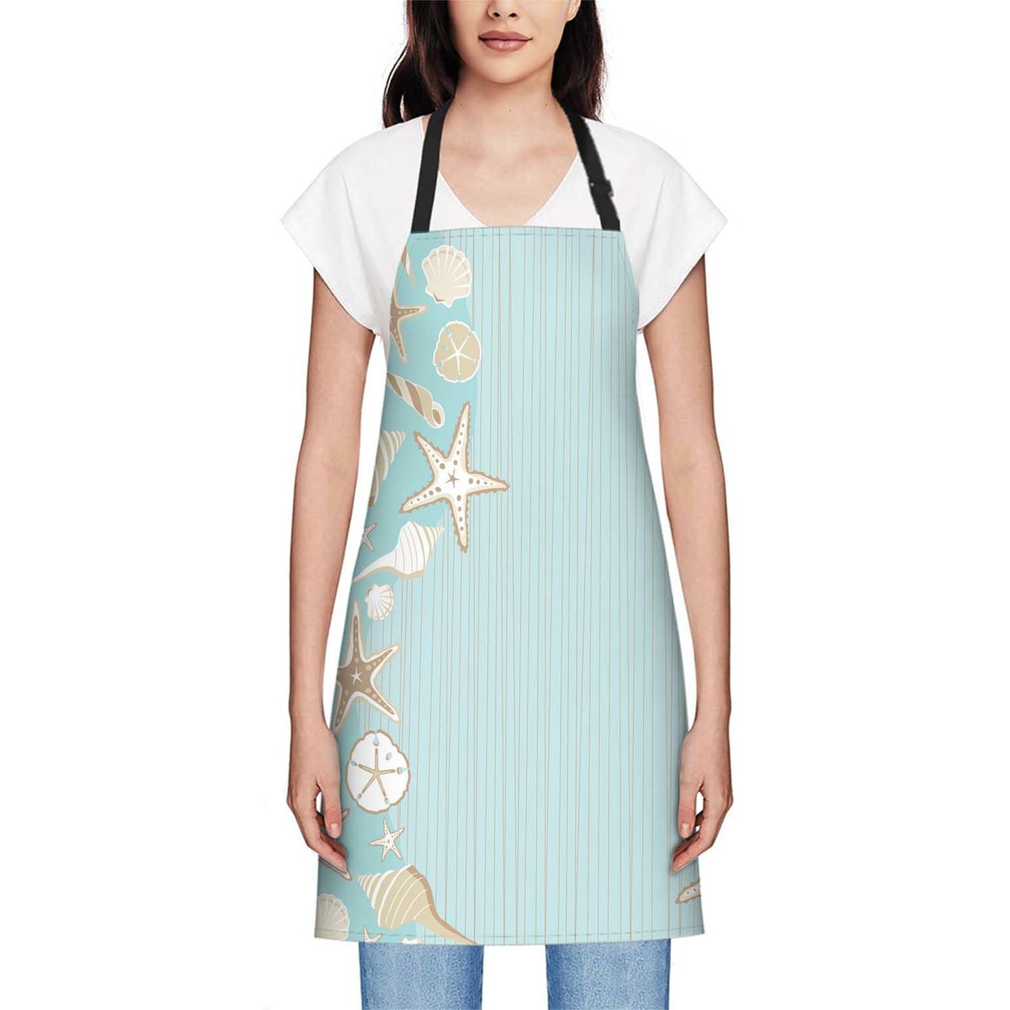 oFloral Seashell Beach Party Apron - Cook & Serve, BBQ & Catering Bib