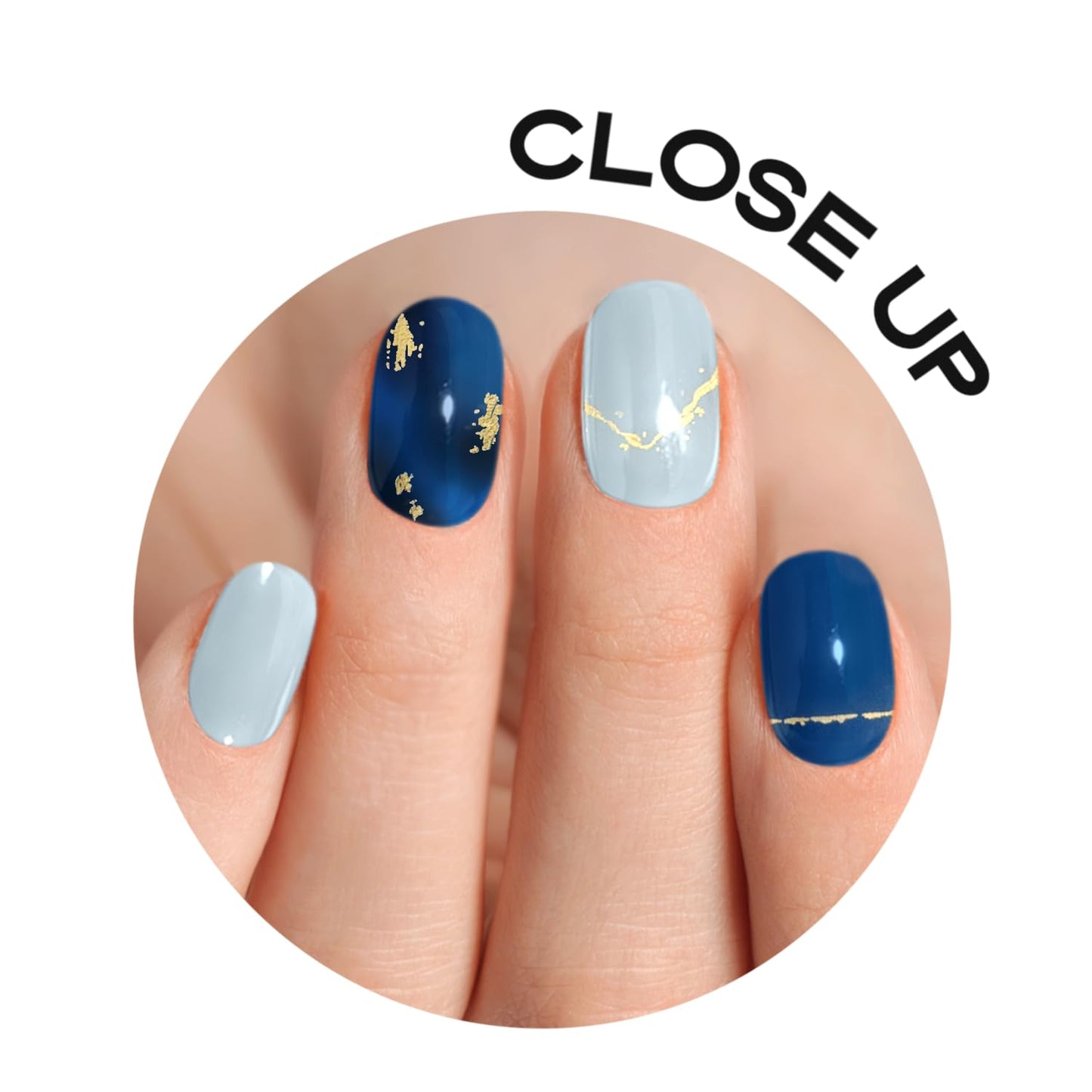Adora Couture Semi-Cured Gel Nail Strips - 30 Salon-Quality Stickers with UV Light Required, Long Lasting, Easy Application & Removal, Includes Prep Pads, Nail File, Wooden Stick (Blue Ocean)