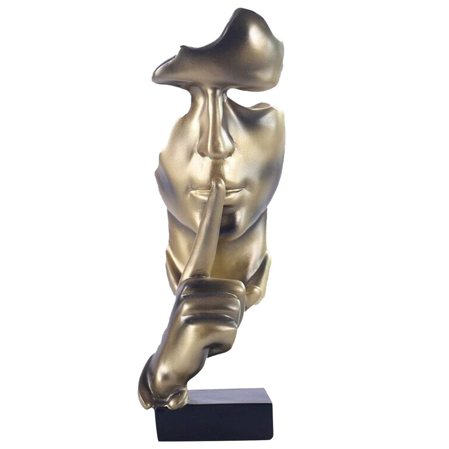 aboxoo Thinker Statue, Silence is Gold Abstract Art Figurine,Modern Home Resin Sculptures Decorative Objects,Table Top Decor for Livingroom Home Decor,Office Study Sculpture,Shh mask Statue(Gold)
