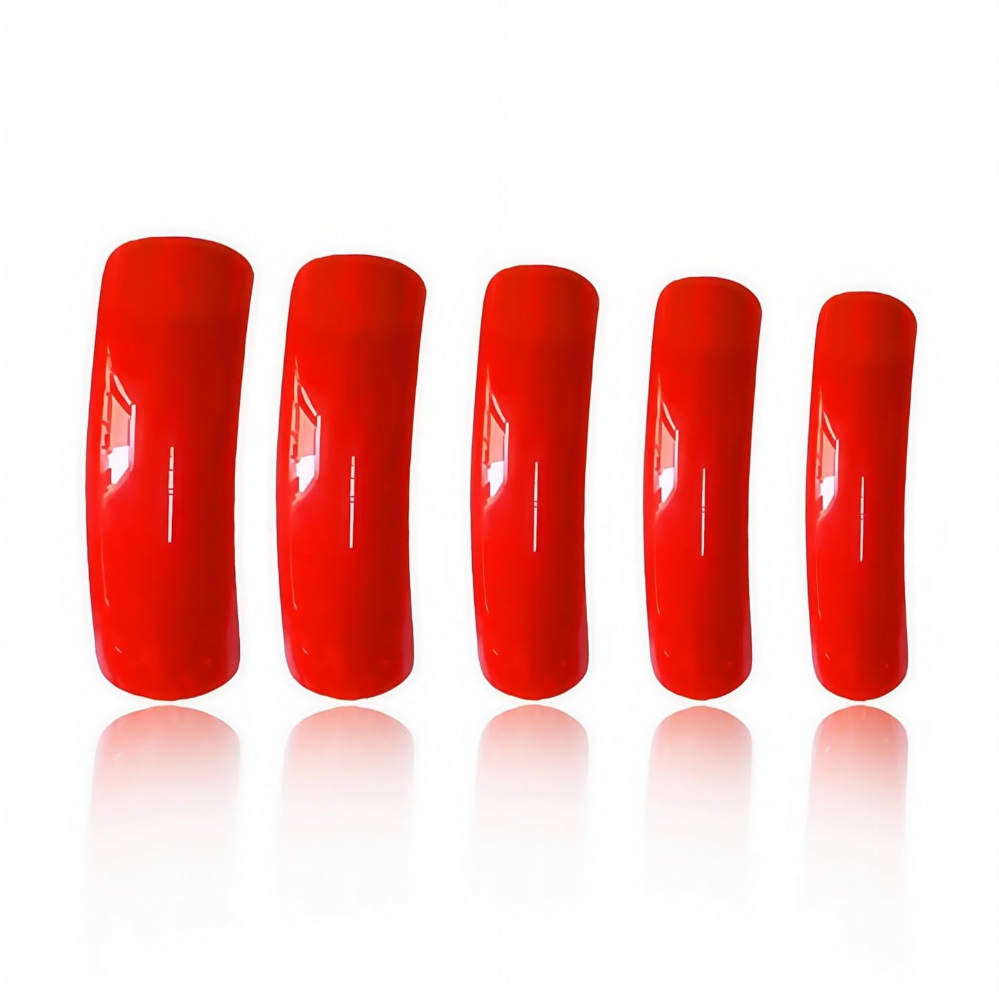 Curved Press on Nails Extra Long Fake Nails Red Full Cover Square Stick on Nail Glossy Acrylic Glue on Nails Curve Finger Manicure for Women Girls Art DIY False Nail 24pcs
