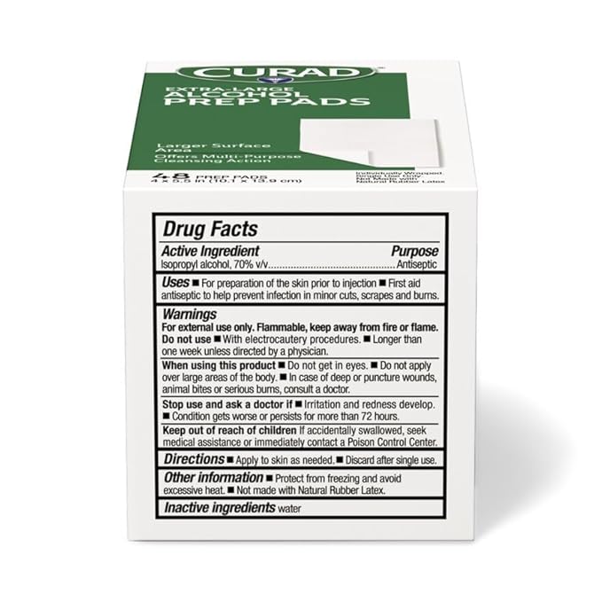 CURAD XL Alcohol Prep Pads, Extra Large 4” x 5.5”, 144 Sterile Isopropyl Alcohol Wipes Individually Wrapped, for First Aid, Cuts, and Scrapes, Large Size for Cleaning and Sanitizing, Pack of 3 Boxes
