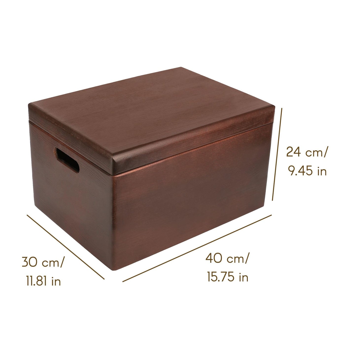 Creative Deco Large Brown Wooden Box Storage with Hinged Lid | 15.8x11.8x9.44in (+-0.5) | Keepsake Decorative Gift Box | Acacia-Like Wood Chest Trunk PRODUCT NOT INTENDED FOR 15 YEARS OR BELOW