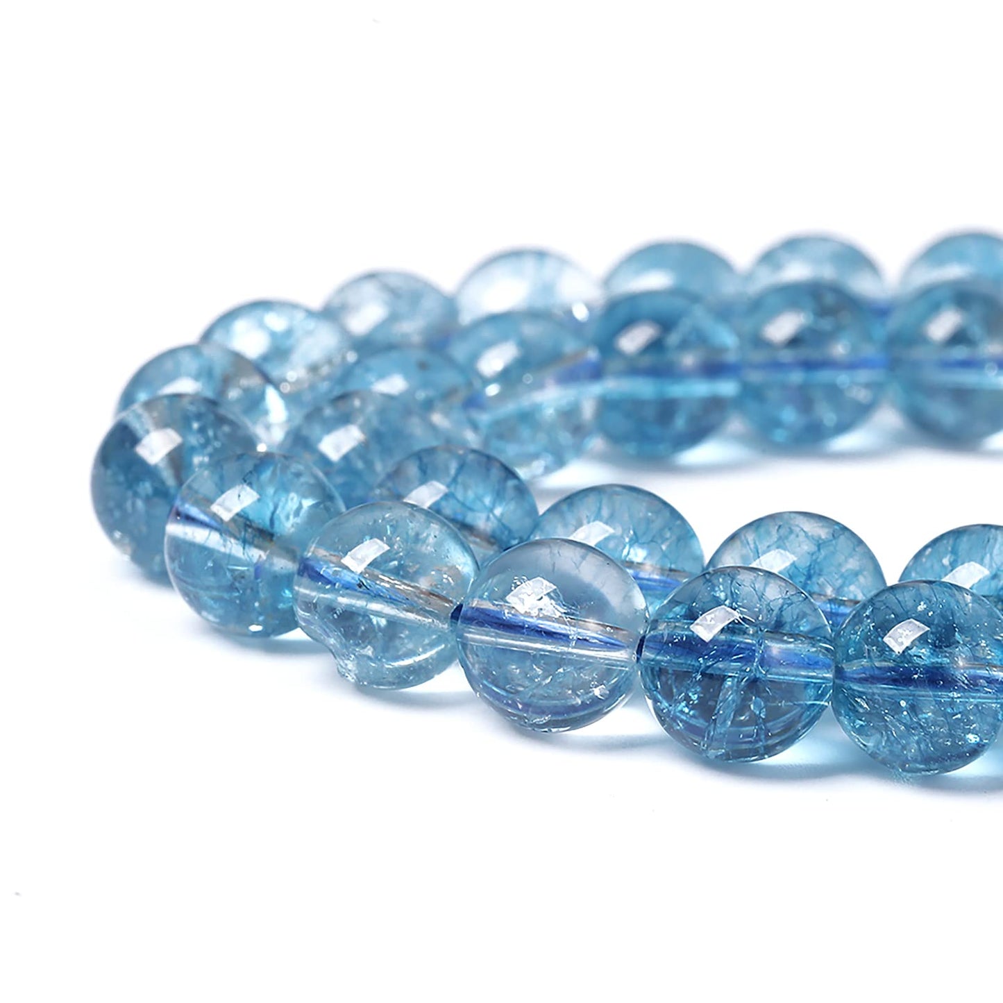 6mm 61pcs Blue Topaz Crystal Quartz Natural Stone Round Loose Beads for Jewelry Making DIY Bracelet Necklace Earrings