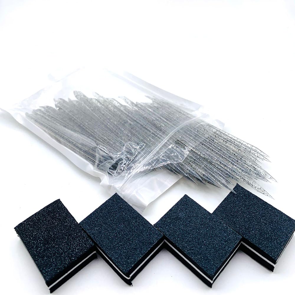 100 Set Press On Nail Tool Kit, Including 100pcs Mini Nail Buffer, 100pcs Nail File, 100pcs Nail Stick, 100pcs OPP Bag, Disposable Manicure Kit for Nail Salon Home (100Pcs-Black)