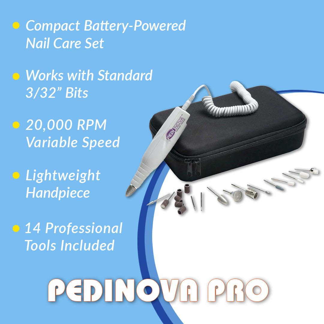 Medicool Pedinova Pro Nail File Machine for Manicure and Pedicure with Travel Case and Bit Kit + Travel Bundle | PedinovaPro+TravelHP