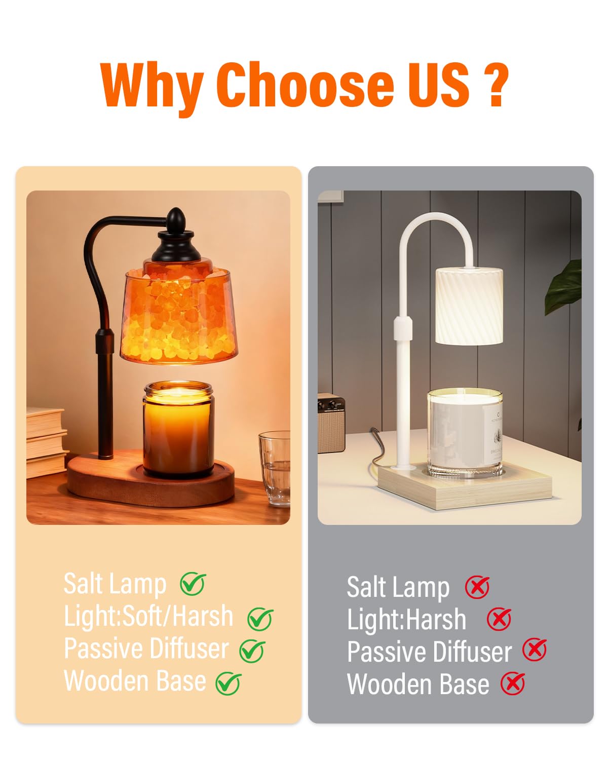 ZAXLZMHSD 3-in-1 Candle Warmer Lamp with Timer Dimmable, Himalayan Salt Lamp & Passive Diffuser, Gifts for Women, House Warming Gifts, Wax Melt Warmer for Jar Candles