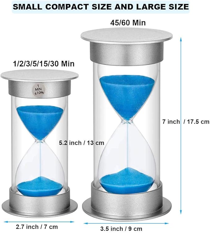 Sand Timer 3 Minute Hourglass Timer, Plastic Sand Watch 3 Min, Large Sand Clock 3 Minutes, Hour Glass Sandglass Timer for Kids, Games, Classroom, Kitchen, Decoration Blue