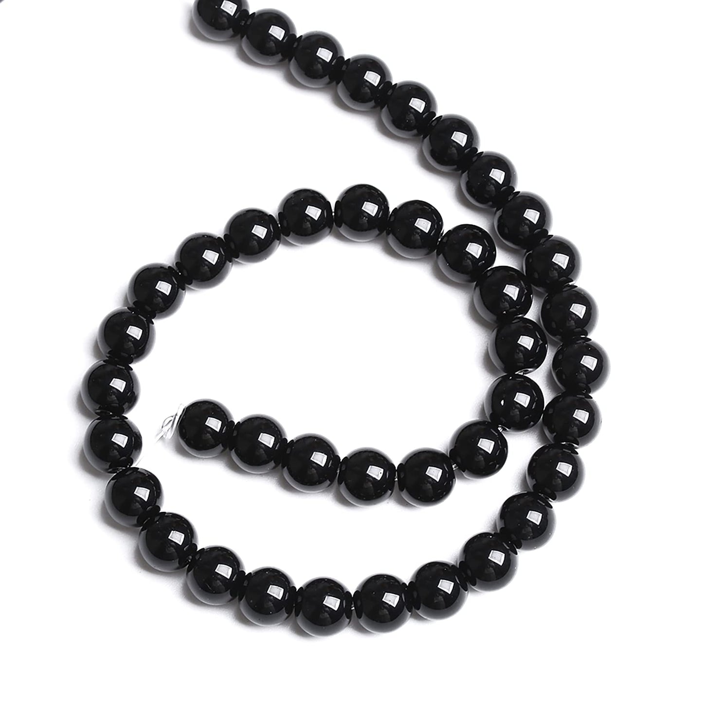 8mm 45PCS Natural Black Onyx Agate Round Loose Spacer Beads for Jewelry Making DIY Craft Bracelet 1 Strand 15"