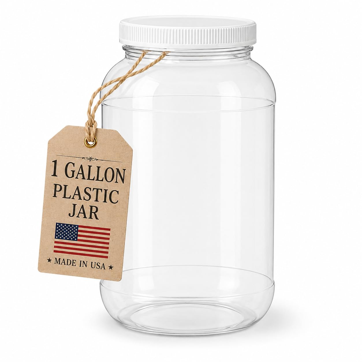 kitchentoolz 1 Gallon Plastic Jar with Airtight Lid – Wide Mouth Food Storage Container – Clear PET Canister – Made in USA