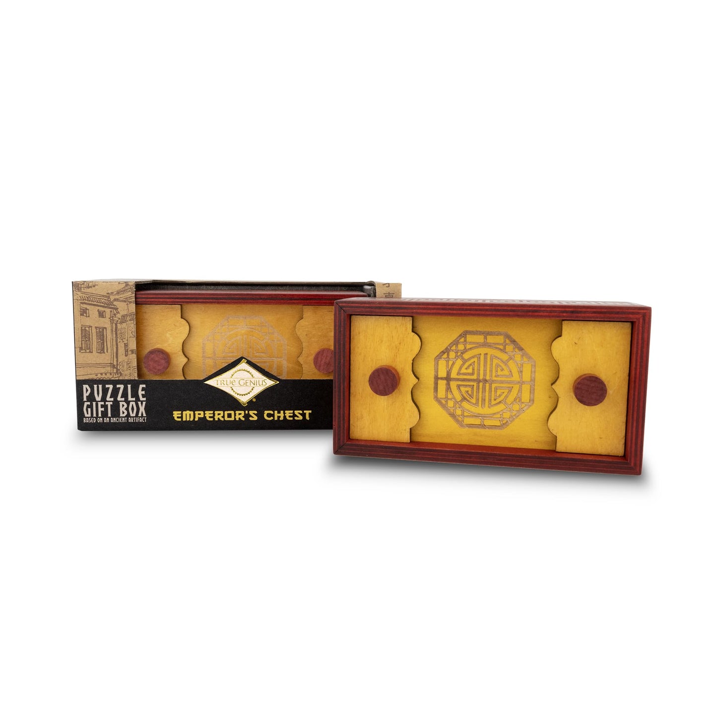 Project Genius Emperor’s Chest Classic Wooden Brainteaser Puzzle Box, Gift for Kids 8+, Teens, and Adults - Hidden Compartment for Gift Cards and Cash