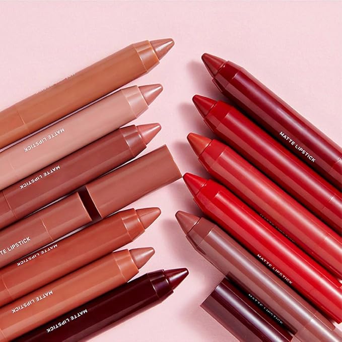 BINGBRUSH Crayon Matte Longwear Lipstick Pack Set,Moisture Smooth Color Stick Ultimate Lip Crayon for Makeup Collection - 24 hour lipstick waterproof and smudge proof Velvet Lipgloss (07#)